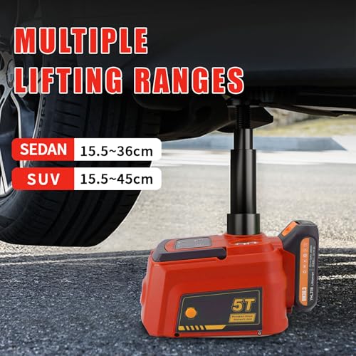 E-HEELP Electric Car Jack 5 Ton Cordless, 12V Battery Hydraulic Floor Jack with Remote Control, Tire Change Kit with Impact Wrench & LED Light, Portable Auto Lifting Tool for Roadside Emergency SUV RV