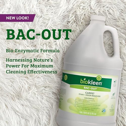 Biokleen Bac-Out Enzyme Cleaner and Stain & Odor Remover for Pet Stains, Laundry, Diapers, Wine, Carpets, & More, Eco-Friendly, Non-Toxic, Lime Scent, 128 Ounces - size: 128 Fl Oz (Pack of 1)