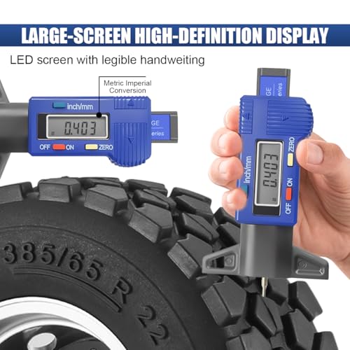 Digital Tire Tread Depth Gauge, Portable 0.01mm Resolution Vehicle Tire Wear Checker with LCD Display & Inch/MM Conversion, Universal Auto Measuring Tool for Car Truck Tires (Blue) - color: Blue