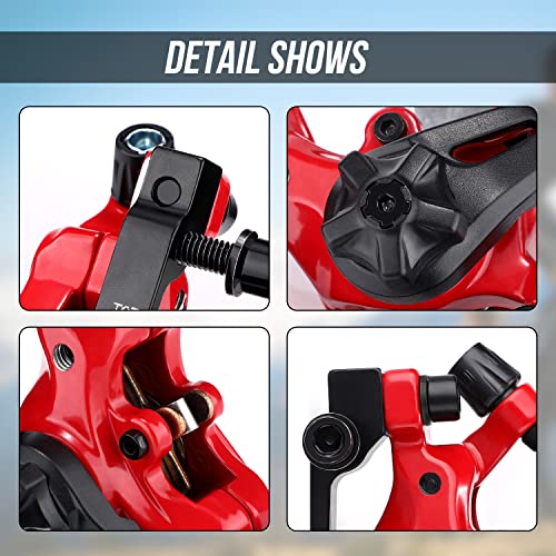 TOBWOLF 1 Pair Mechanical Disc Brake Kit, MTB Front & Rear Disc Brake Caliper with 160mm Rotor, Dual Piston Mechanical Disc Brake Set, Bicycle Accessories for Mountain Bike, Road Bike, BMX - Red - color: Mechanical Disc Brake Set - Dual Piston （Red）