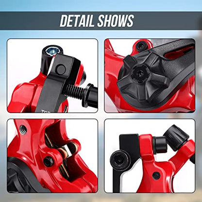 TOBWOLF 1 Pair Mechanical Disc Brake Kit, MTB Front & Rear Disc Brake Caliper with 160mm Rotor, Dual Piston Mechanical Disc Brake Set, Bicycle Accessories for Mountain Bike, Road Bike, BMX - Red - color: Mechanical Disc Brake Set - Dual Piston （Red）