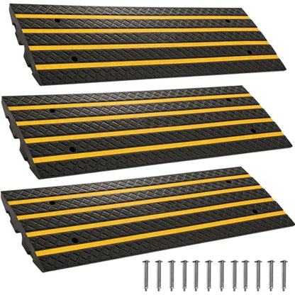 4 FT Car Vehicle Curbside Driveway Ramp 3-Pack Rubber Curb Driveway Ramps | Heavy Duty 33,000 lbs Capacity Low Profile Slope Ramps, 2.6" Rise Anti-Slip for Vehicles RVs Truck Wheelchair Motorcycles - size: 48.8-inch-Long,3-Pack