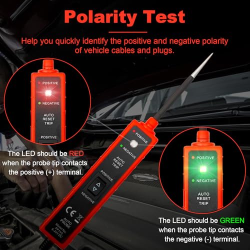 6-in-1 Automotive Circuit Tester,6-24V DC Power Circuit Probe Kit,LED Test Light with Polarity Indicator,7A Overload Protection,13FT Cable for Car Truck Motorcycle Boat(Red) - style: Red