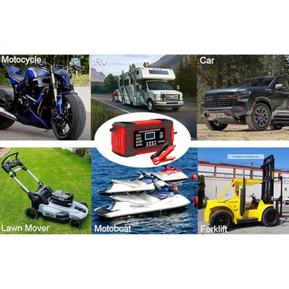 6-Amp Battery Charger, 12V 6A Lead Acid Portable Car Battery Charger 4-Stage Trickle Charger Smart Battery Maintainer w/Temp Compensation for Car Truck Lawn Mower Boat Marine