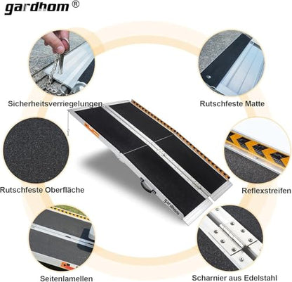 gardhom Portable Wheelchair Ramp 2 Feet, Anti-Slip Aluminum Folding Handicap Ramp Wheel Chair Ramp for Home Steps Entrance Threshold Doorways Stairs Curbs Scooter, 800LBS Capacity - size: 2 Foot (Pack of 1)