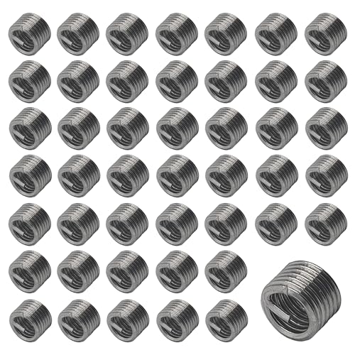 50PCS M6 x 1mm x 1.5D Wire Thread Inserts, 304 Stainless Steel Helical Coil Repair Kit, Metric Wire Sleeve for Stripped Threads in Metal Components - size: M6 x 1mm x 1.5D
