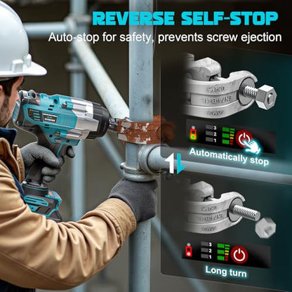 DIYtoolifz Cordless Impact Wrench 1/2" Compatible with Makita 18V Battery, 1700 Ft-lbs High Torque Impact Driver, Electric Impact Gun with 4 Speed Modes & LED Light for Car, Truck, Mower(Bare Tool) - size: 1/2 inch, style: Compatible with Makita 18V Batte