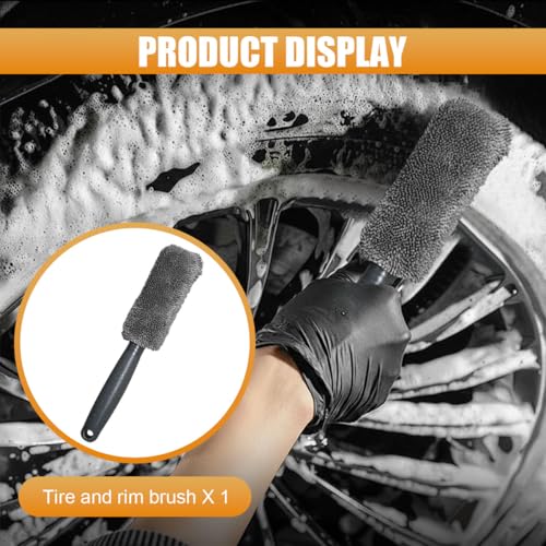 9 in 1 Car Wash Kit, Professional Car Interior Detailing Set, Auto Cleaning Tool for Window Glass Dashboard, Includes Microfiber Towel, Applicator Pad, Car Wash Mitt, Tire Brush (9PCS) - size: 9PCS