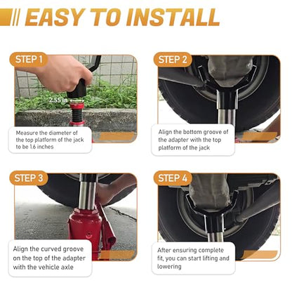 Bottle Jack Adapter Saddle for RV, Trailer & Truck, Square Axle Tube Cradle | Heavy Duty Steel Lifting Saddle for 2", 3", 4" Round & Square Shaft Tubes, 12ton Bottle Jack Accessories