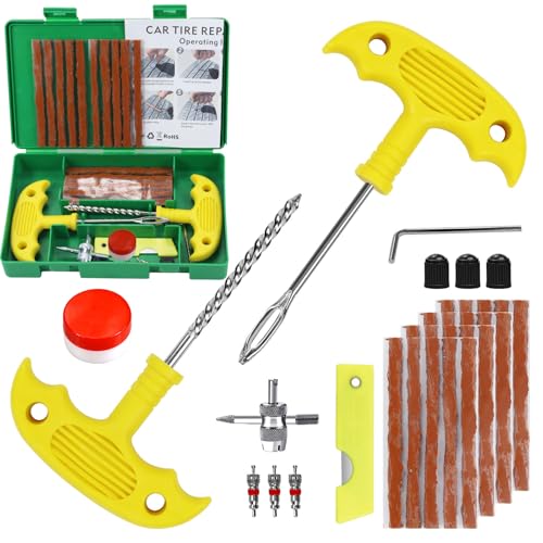 Tire Repair Kit, 33Pcs Heavy Duty Tire Plug Kit, Universal Tire Repair Tools to Fix Punctures and Plug Flats Patch Kit for Cars, Motorcycles, Atvs, Tractors, Etc - size: 33pcs