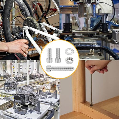 480 Pcs M3 Screws and Nuts and Washers Set, Hex Socket Head Cap Screws Nuts Washers Kit, Metric Bolts and Nuts Kit, Stainless Steel Machine Screws Assortment Kit, Fully Threaded Hex Nuts - size: M3