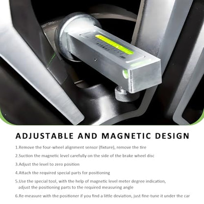 Adjustable Magnetic Gauge Tool, Automotive Camber Strut Alignment Instrument Tire Repair Tool, Universal Caster Wheel Alignment Gauge for Sedan SUV Truck, Car Accessories