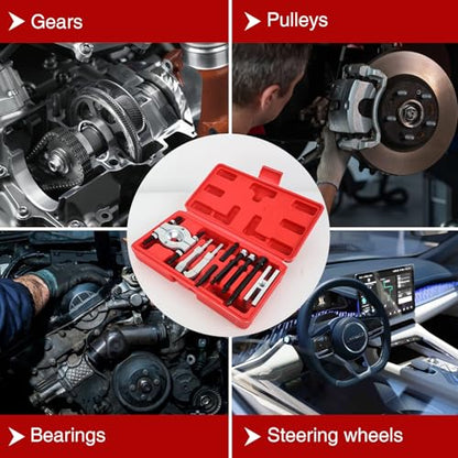 9PCS Heavy Duty Bearing Separator Puller Kit, Portable Wheel Bearing Removal Tool Set with ABS Storage Case