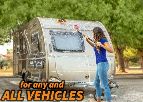 Car & RV Wash Brush Kit with 48-144״ Long Extendable Handle | Car, Truck Washing Kit with Microfiber Car Mop, Soft Washing Brush, Window Squeegee, Mitt, The Ultimate RV-Wash Cleaning Kit