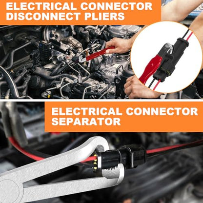 Electrical Disconnect Pliers 37960, 8in Automotive Electrical Connector Disconnect Separator Pliers13120, Electrical Disconnect Remove Tool Electrical Plug Tools Pliers for Cars (2025 Upgrade) - color: 1*red Straight
