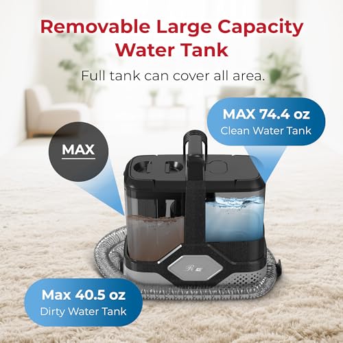 Rosewill Multi-Purpose Portable Carpet and Upholstery Cleaner, Powerful Suction 18 KPa Spot Cleaner, 600W Motor, Car and Auto Detailer, Stain/Spot Remover; Versatile Use: Carpet, Sofa, Pet Hair - color: Black