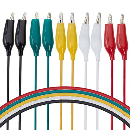 WGGE WG-026 10 Pieces and 5 Colors Test Lead Set & Alligator Clips,20.5 inches / 22 AWG Wire (5 Pack) - size: 5 PACK