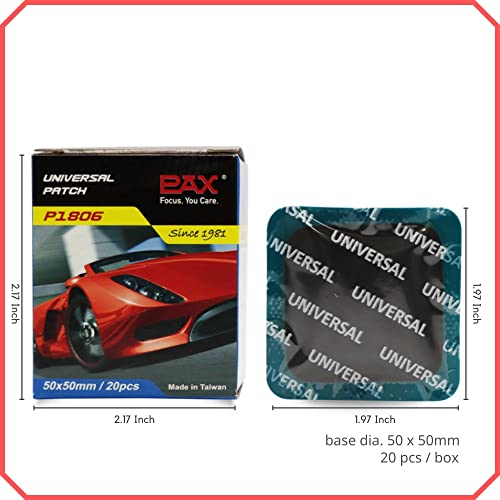 PAX 20 Pcs Heavy Duty Universal Patch, 50 x 50mm Square Tire Repair Patches, Professional Inner Liner Repair for Car, Truck, Tractor (Glue Not Included, Cold Repair) - size: 50 x 50mm