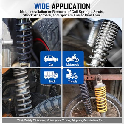2 PCS Coil Spring Compressor Tool, Automotive Strut Spring Compressor, Heavy Duty Strut Spring Compression with Safety Jaws and Holder, Spring Compressor Tool 2205 LB Capacity