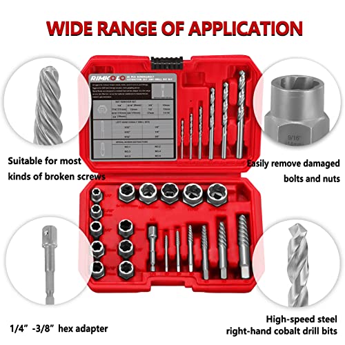 26-Piece Screw & Drill Bit Set, Multi-Spline & Bolt Extractors, Spiral Extractor for Broken Studs & Fittings - color: 26-PIECE