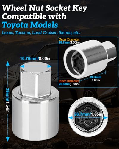 D Wheel Lock Key,Locking Lug Nut Key Compatible with Toyota | Security Lug Nut Socket for Lexus,Tacoma, Locking Lug Nut Removal Tool to Remove Anti-Theft Lug Nuts - color: Model D