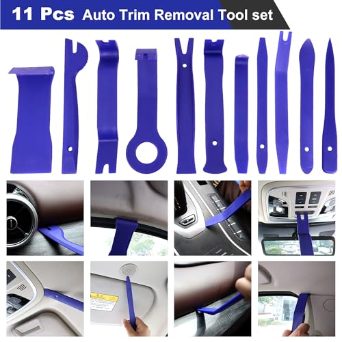 19Pcs Trim Removal Tool,Auto Clip Pliers Fastener Remover Set with Storage Bag,Car Pry Tool Kit for Door Panel Dashboard Body,Panel, Audio, Dash, Window and Upholstery, Blue - color: Blue