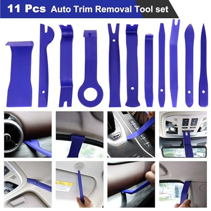 19Pcs Trim Removal Tool,Auto Clip Pliers Fastener Remover Set with Storage Bag,Car Pry Tool Kit for Door Panel Dashboard Body,Panel, Audio, Dash, Window and Upholstery, Blue - color: Blue