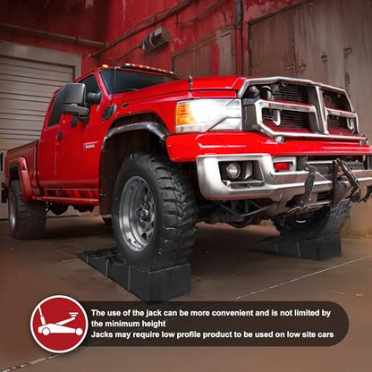 Big RED AGT16PR 3 Height Low Profile Car Ramps (1 Pair): Ideal for Oil Changes and Easy Under Vehicle Access and Constant Tire Protection - 3 Ton (6,000lbs) Loading Capacity, Black - size: Large-2 pcak
