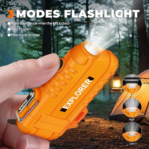 Lafagiet Electric Lighter USB C, Powerful Dual Arc Plasma Flame, with Flashlight, Wind & Waterproof Lighters for Candle, Camping, Grill, Emergency - color: F53-or