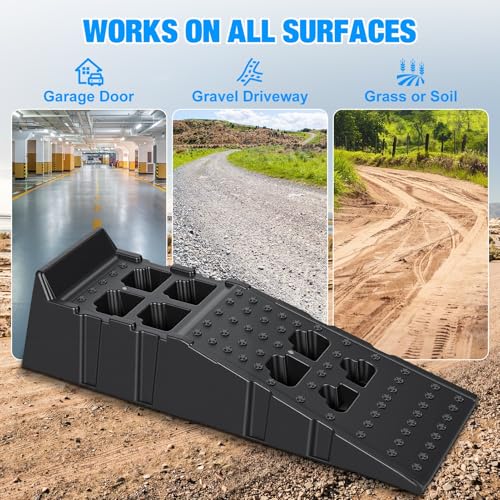 13,000 lbs Heavy Duty Car Ramps for Oil Changes (2 Pcs), 12" Extra Wide Portable Car Lift for Home Garage, 8.6" Lift Height Auto Repair Ramps Black