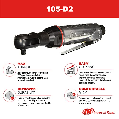 Ingersoll Rand 105-D2 1/4" Air Ratchet Wrench, 25 ft-lb Torque, 250 RPM - size: 1/4" Drive, style: Standard