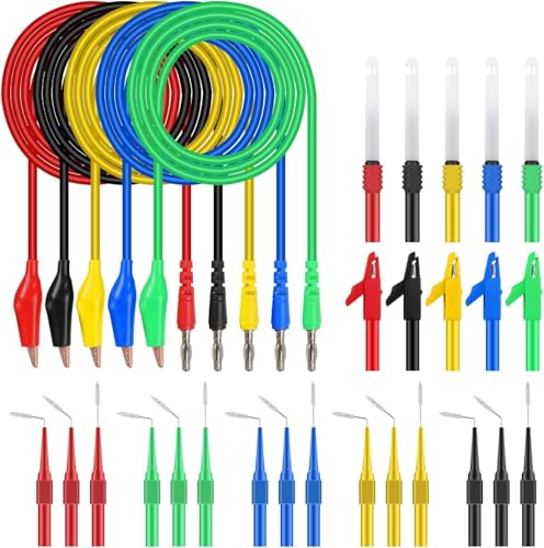 30PCS Back Probe Kit, Banana Plug to Copper Alligator Clip Automotive Test Leads Set with Alligator Clips & Wire Piercing Probes, 15PCS 30V Back Probe Pins for Car Repairing Diagnostic Circuit Testing - size: 30PCS Back Probe Kit