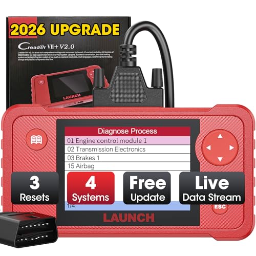 LAUNCH X431 Creader VII+ V2.0 Car Code Reader 2026,Full EOBD OBD2 Scanner Testing Engine/Transmission/ABS/Airbag System, 3 Reset Oil Service/Throttle Relearn/SAS Reset, Lifetime Free Update