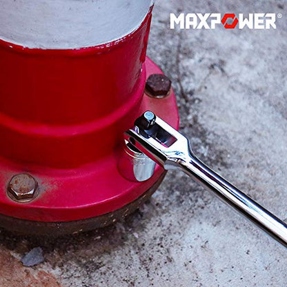 MAXPOWER 18-inch Breaker Bar Dual drive 1/2" and 3/8", Flex Handle for Breaks Loose Fasteners, Cr-V Steel, 360-degree Rotating, Comforable Grips Handle - size: 18 inch Dual Drive 3/8"+1/2" Phosphated
