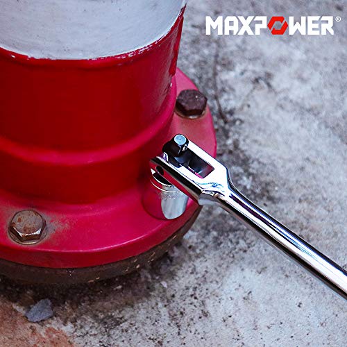 MAXPOWER 18-inch Breaker Bar Dual drive 1/2" and 3/8", Flex Handle for Breaks Loose Fasteners, Cr-V Steel, 360-degree Rotating, Comforable Grips Handle - size: 18 inch Dual Drive 3/8"+1/2" Phosphated
