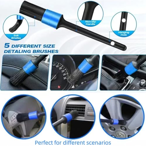 10Pcs Car Detailing Brush Set, Car Detailing Kit,Car Dashboard Cleaning Soft Brush, Suitable for Cleaning Internal Brush Panels, Vents, Leather, and Computers. - color: Blue