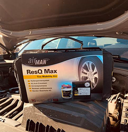 AIRMAN Flat Tire Repair Kit - ResQ Max Tire Mobility Kit Inflator 2.0 with Valve Through Sealant - Great for SUV, Pick-Up Mini Van Crossover Vehicles and More - size: Standard