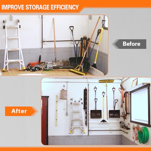 HUPBIPY 26 Pack Garage Hooks Heavy Duty Utility Steel with Anti-Slip Coating Wall Mount Storage Organizer for Hanging Power and Garden Tools, Ladders, Hose, Bikes, Ropes, Bulk Items, and More | Storage Organizer With a non-slip coating for Hanging Bicycle