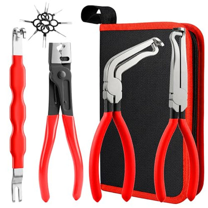 5PCS Electrical Disconnect Pliers Kit | Automotive Electrical Connector Removal Tool, Hose Clamp Pliers with Storage Box for Cars, Trucks, SUVs