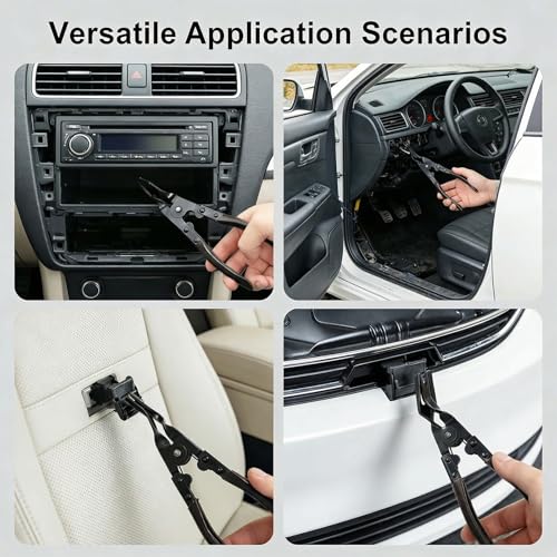 Automotive Panel Clip Pliers - Car Panel Upholstery Trim Clip Removal Tool Plier, Interior Clip Fastener Rivet Push Pin Panel Pliers, Repair Tool for Car Vehicle Dashboard Clip Remover Plier - color: Black