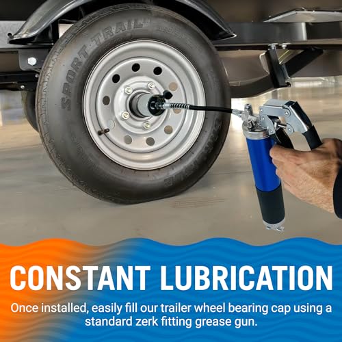 Trailer Hub Grease Cap 1.98 Inch, Spring-Loaded Bearing Protectors for Boat and Utility Trailers, Carbon Steel and Chrome, Zerk Fitting, 2 Pack - Better Boat