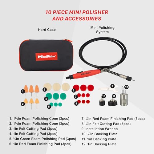 Maxshine Professional Mini Polisher with 5/8” Adaptor for Rotary Tools - Polish Car Headlamps, Brake Lights, Rims - Auto Detailing Tool for Paint Protection, Swirl & Scratch Repair, Glossy Shine - size: MN01 mini polisher