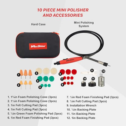 Maxshine Professional Mini Polisher with 5/8” Adaptor for Rotary Tools - Polish Car Headlamps, Brake Lights, Rims - Auto Detailing Tool for Paint Protection, Swirl & Scratch Repair, Glossy Shine - size: MN01 mini polisher
