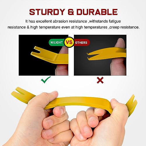 Nilight 8PCS Auto Trim Removal Tool Kit No-Scratch Removal Tool Kit for Car Audio Dash Panel Window Molding Fastener Remover Tool Kit-Yellow - color: Yellow, size: 8Pcs