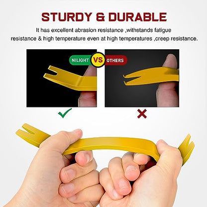 Nilight 8PCS Auto Trim Removal Tool Kit No-Scratch Removal Tool Kit for Car Audio Dash Panel Window Molding Fastener Remover Tool Kit-Yellow - color: Yellow, size: 8Pcs