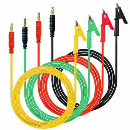 Banana Plug to Crocodile Clip Test Leads Wire 4mm Banana Plug Test Leads | Cable Alligator Clip Test Probe Cable 3.28ft for Multimeter and Battery Testing(X-Y 16A 4S) - size: 3.28ft 16AWG 4 items