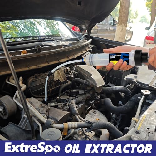 ExtreSpo 500CC Fluid Extractor, Fluid Syringe Pump, Oil Extractor for Cars Ships Engines Lawn Mowers Fluid Extraction and Filling, with 2 Transparent Hose