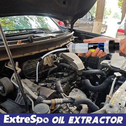 ExtreSpo 500CC Fluid Extractor, Fluid Syringe Pump, Oil Extractor for Cars Ships Engines Lawn Mowers Fluid Extraction and Filling, with 2 Transparent Hose