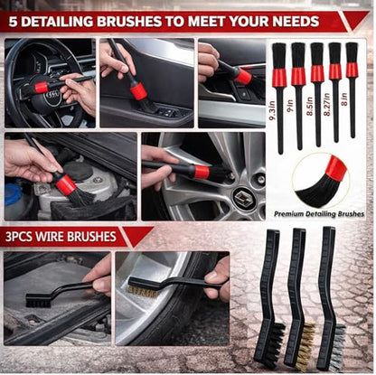 63PCS Car Wash Cleaning Kit,Car Wash Brush with Long Handle,Car Detailing Kit with Foam Gun,Car Cleaning Supplies,Handheld Vacuum, Car Detailing Kit (62PCS) - size: 62PCS