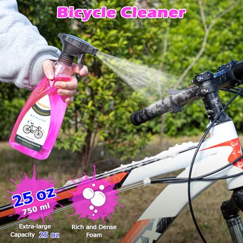 focopot Bike Cleaning Kit with 25 oz Bike Cleaner,10 Gear Floss,Toolbox | 13 Pcs,10oz Degreaser,2oz Lube,Scrubber,Suitable for Mountain/Road/E Bike,Biodegradable Safe Formula,Bike Cleaning Brush Tool